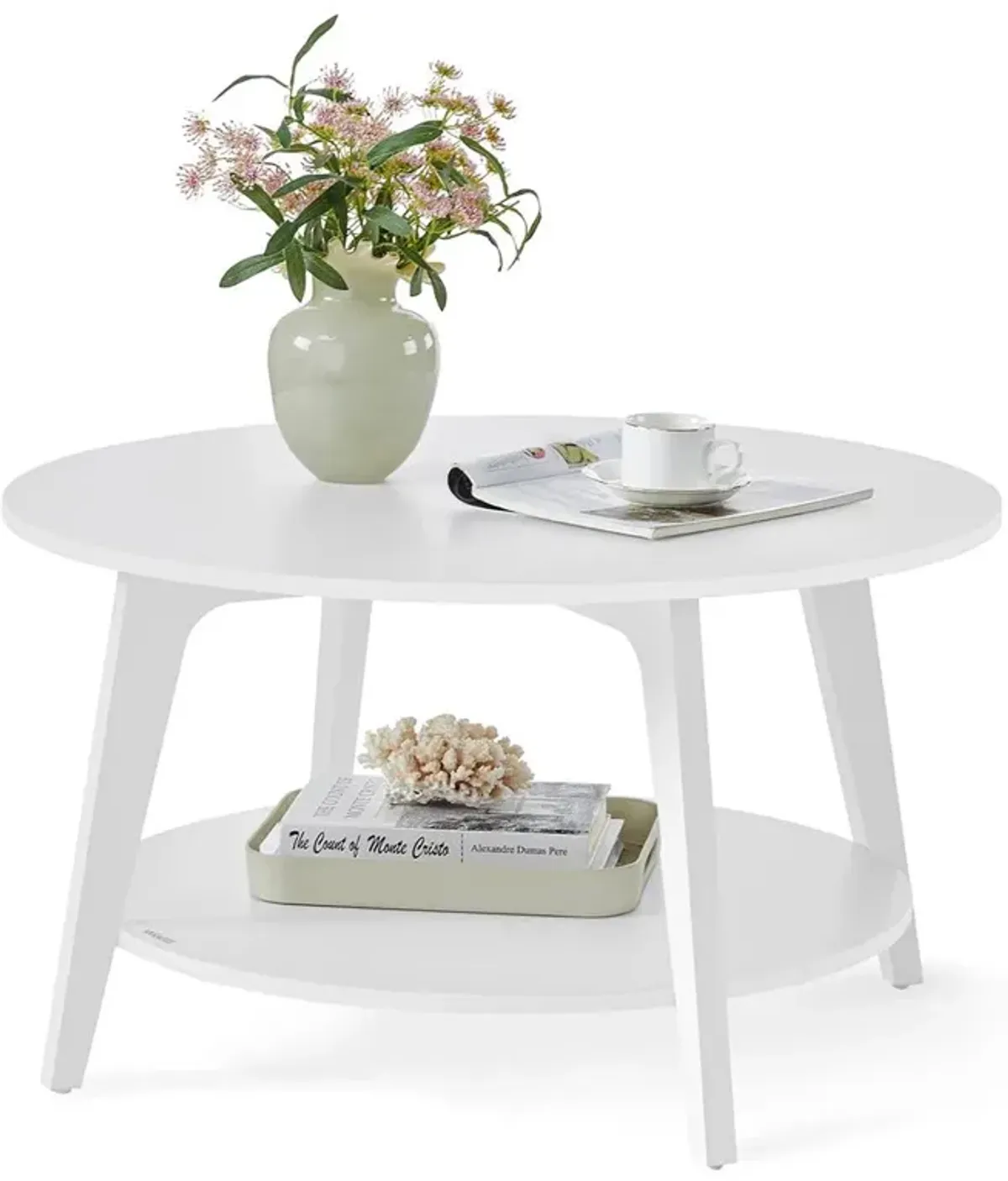 2-Tier Round Coffee Table with Stylish Design and Ample Storage