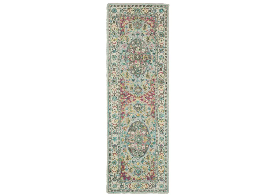 Zahra 2'6" x 8' Grey Rug