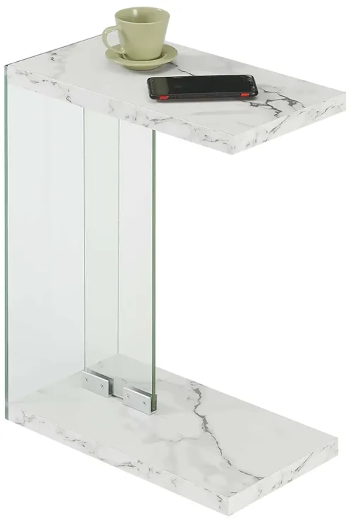 Convenience Concepts SoHo C End Table, White Faux Marble