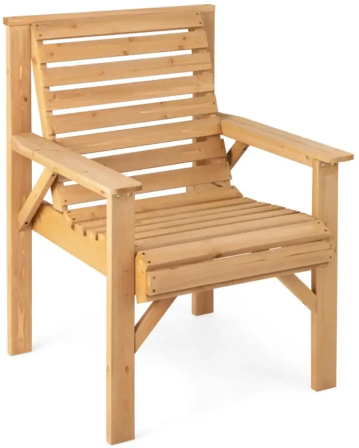 Hivvago Outdoor Solid Fir Wood Chair with Inclined Backrest