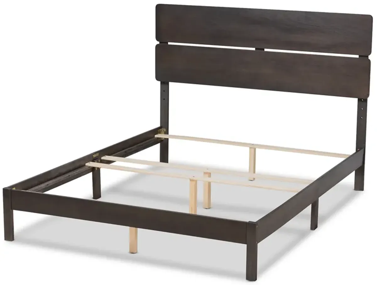 Baxton Studio Anthony Modern Dark Grey Oak Finished Wood King Size Panel Bed