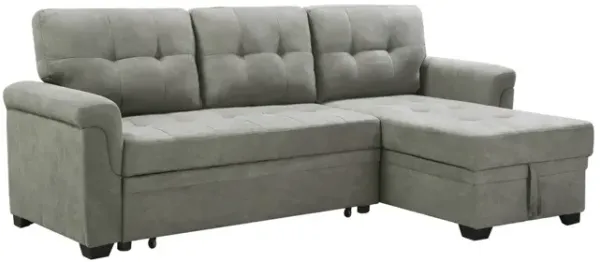 Elliot 84 Inch Sleeper Sectional Sofa with Storage Chaise, Light Gray - Benzara