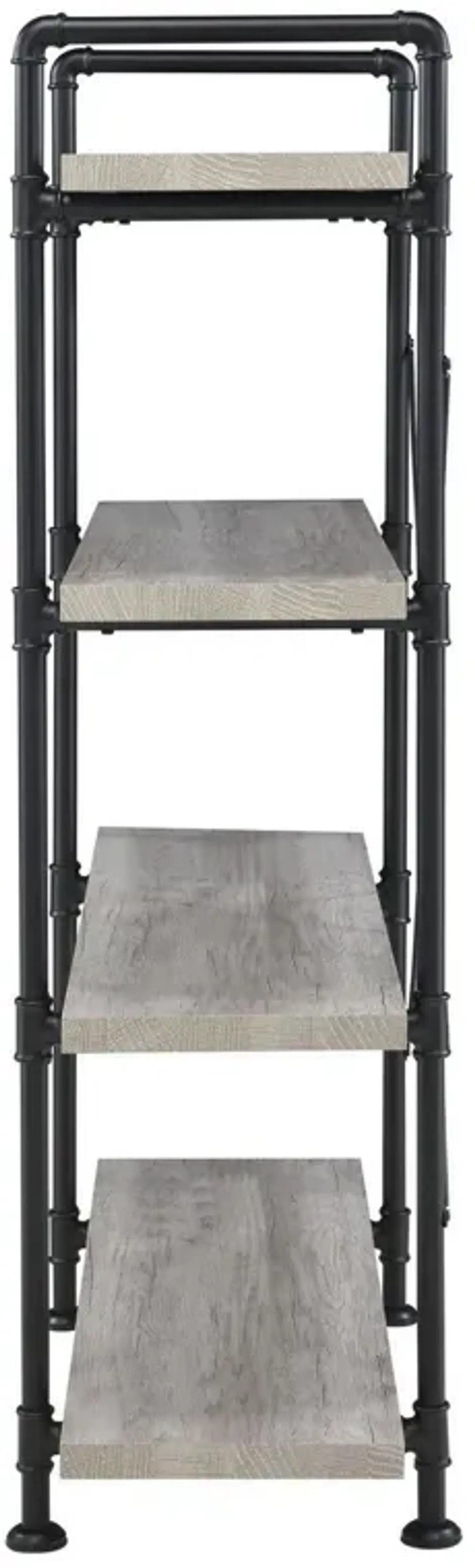 56 Inch 4 Tier Metal and Wooden Bookcase, Black and Gray-Benzara