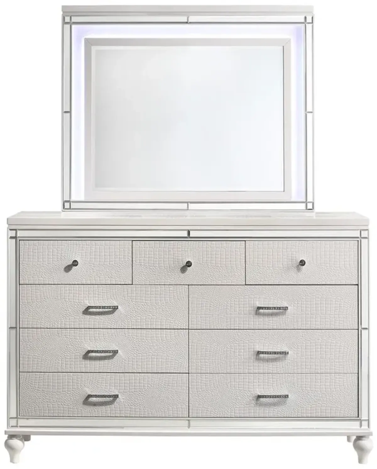 New Classic Furniture Furniture Valentine Solid Wood Dresser with 9 Drawers in White