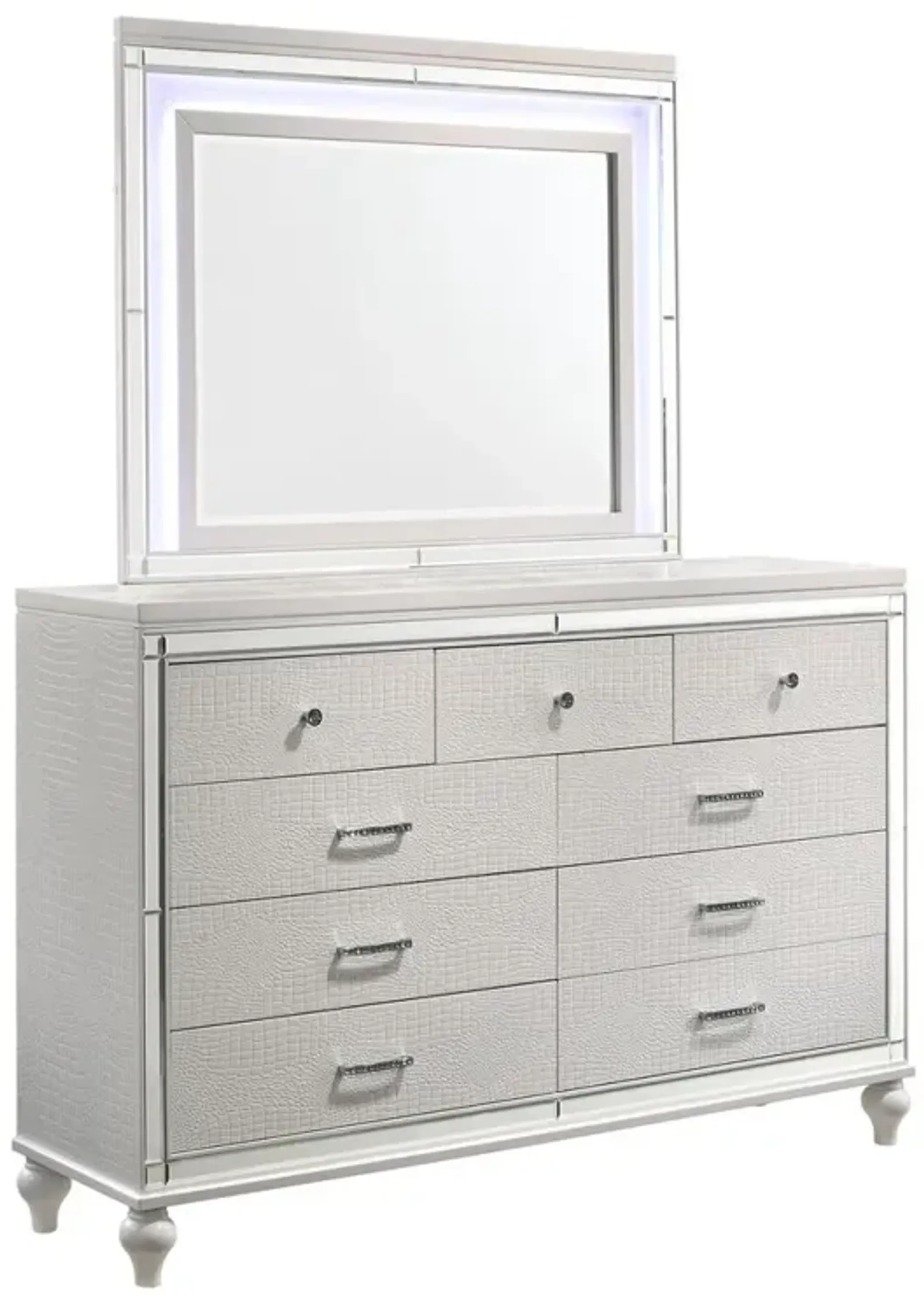 New Classic Furniture Furniture Valentine Solid Wood Dresser with 9 Drawers in White