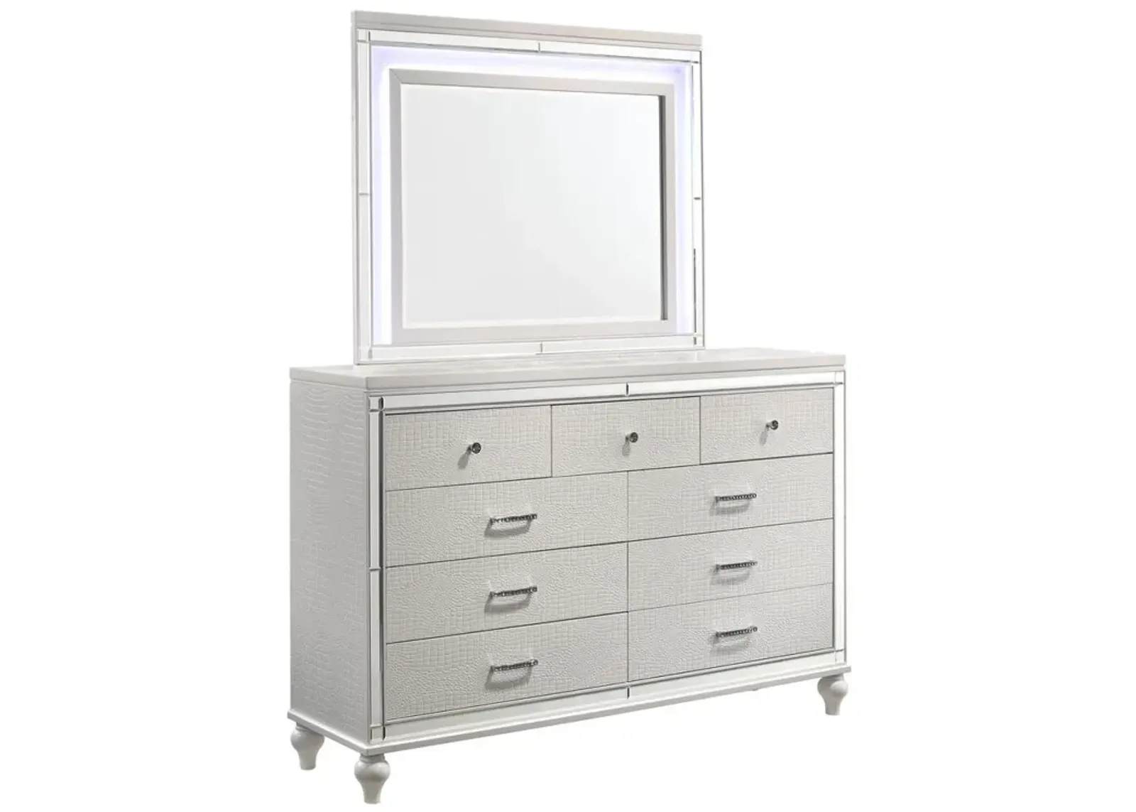 New Classic Furniture Furniture Valentine Solid Wood Dresser with 9 Drawers in White