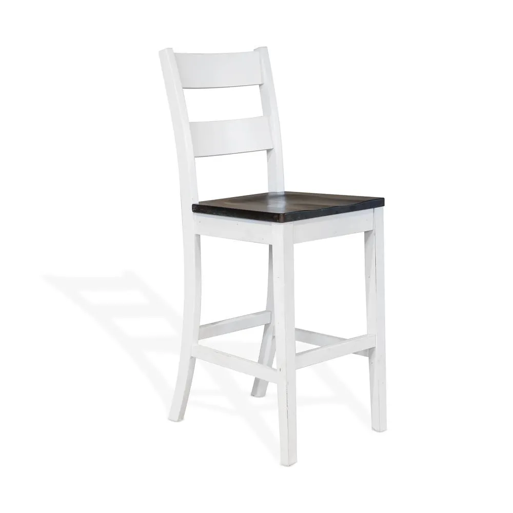 Sunny Designs Solid Wood Ladderback Barstool, Wood Seat