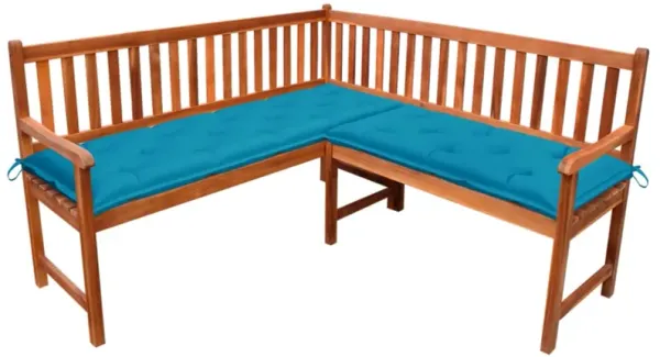 vidaXL Patio Corner Bench with Cushions 59.1'' Solid Acacia Wood
