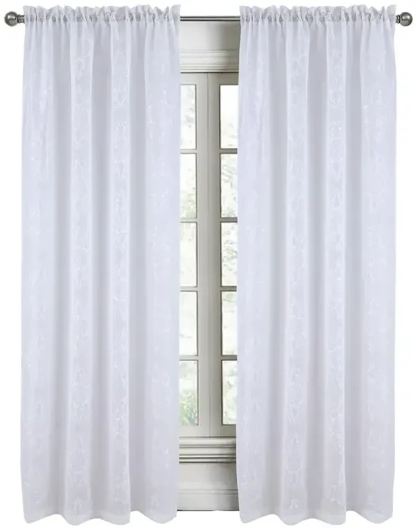 RT Designers Collection Andrea Emb Metallic Doily Rod Pocket Room Darkening Curtain Panels for Bedroom 54" x 95" White