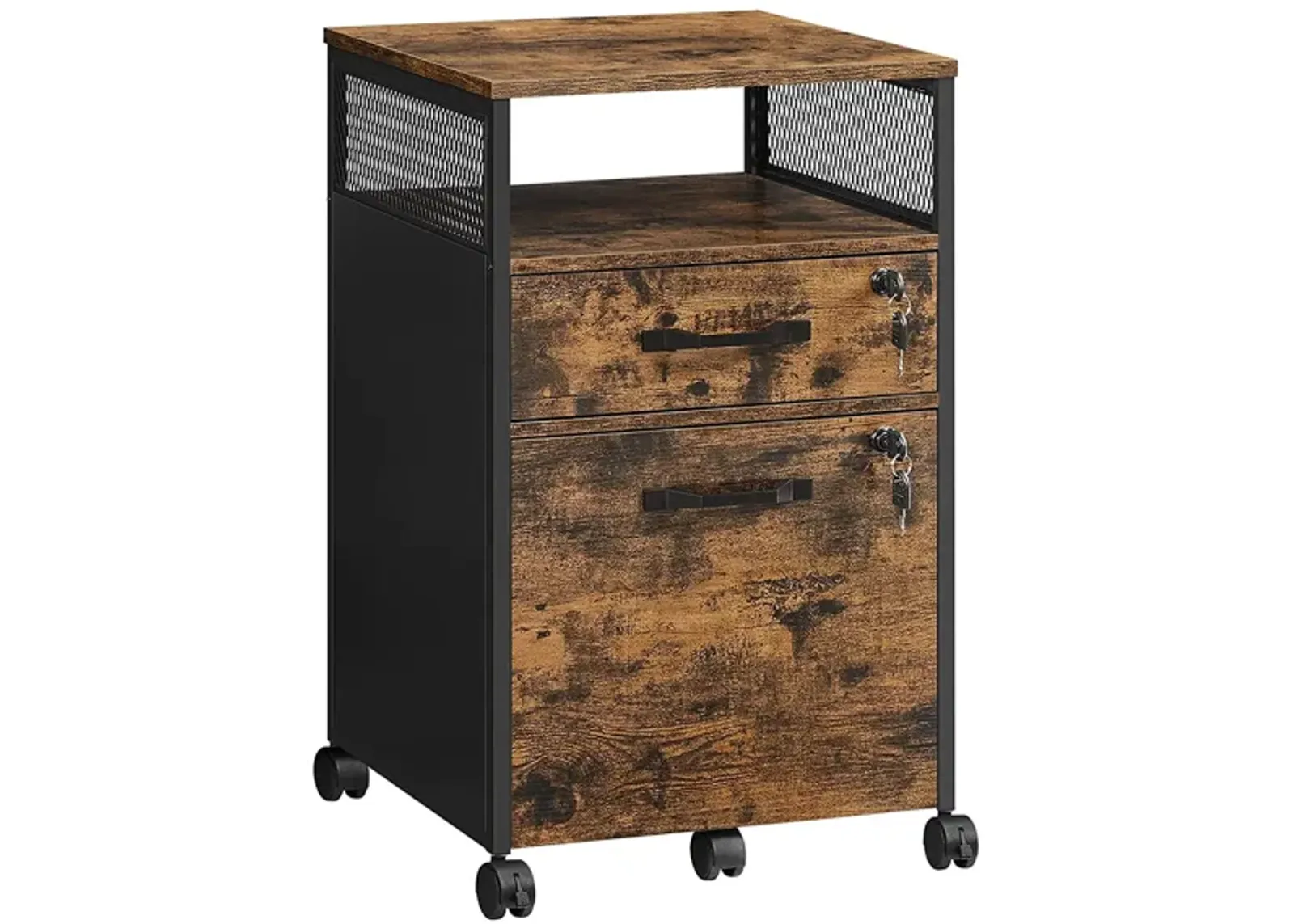 Secure File Cabinet with Lock and 2 Storage Drawers for Hanging File Folders