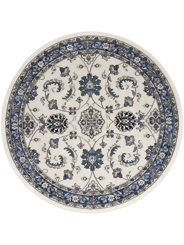 Nourison Essentials NRE05 Ivory/Blue 4' x Round Rug