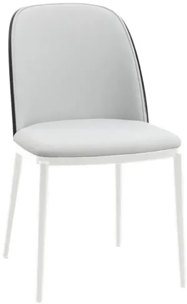 LeisureMod Dining Side Chair with Velvet Seat and White Powder-Coated Steel Frame