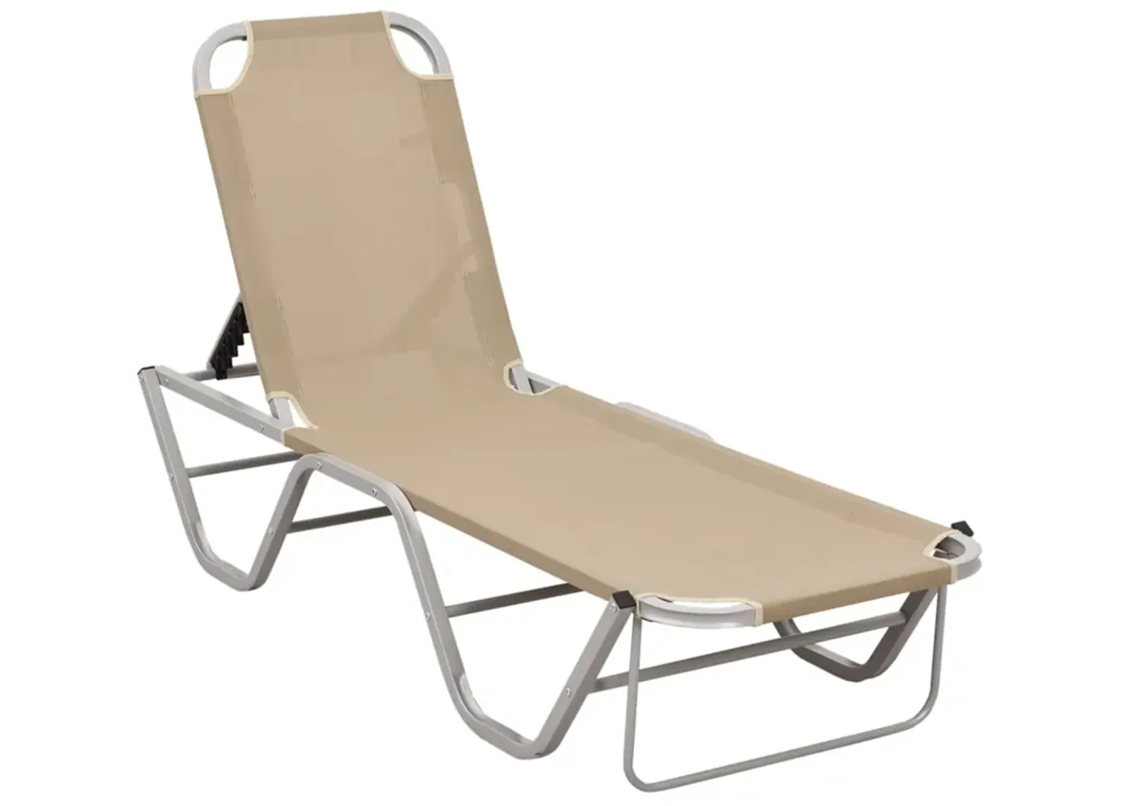 vidaXL Aluminium Sun Lounger with Textilene Fabric - Cream Modern Design Outdoor Furniture for Garden, Beach, Camping