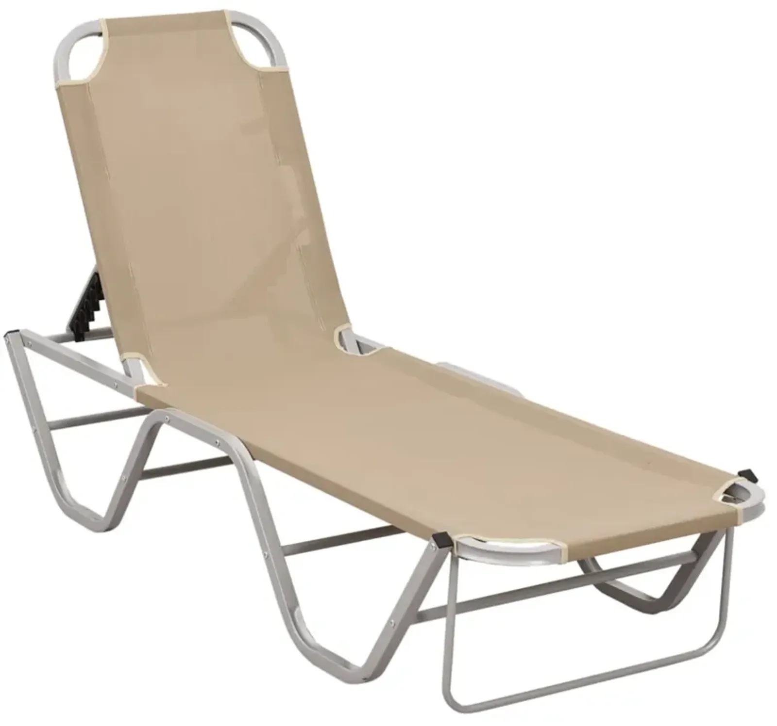 vidaXL Aluminium Sun Lounger with Textilene Fabric - Cream Modern Design Outdoor Furniture for Garden, Beach, Camping