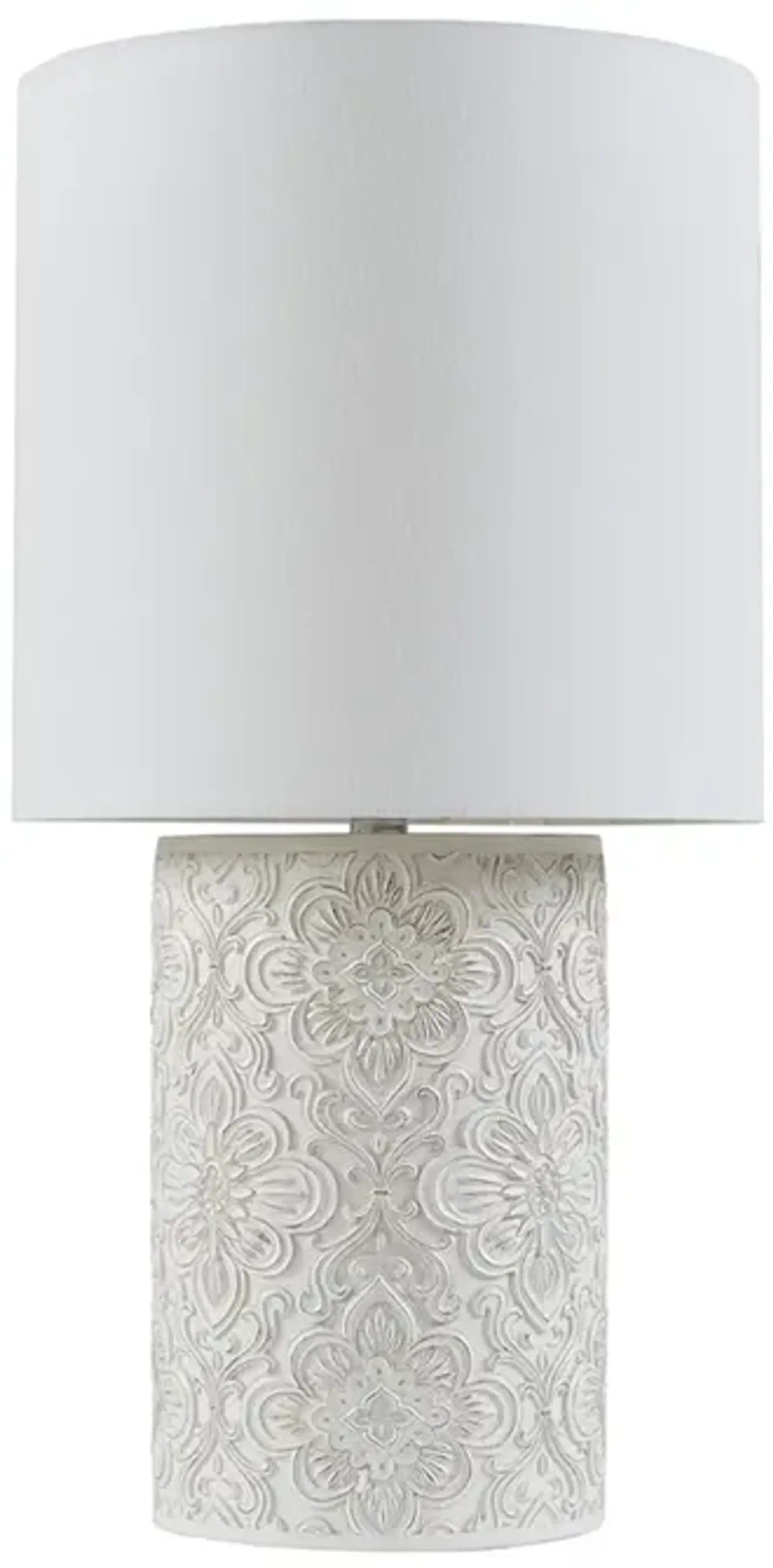 Gracie Mills Elmer Embossed Geometric Floral Resin Table Lamp