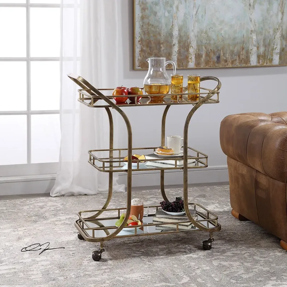 Uttermost Stassi Gold Serving Cart