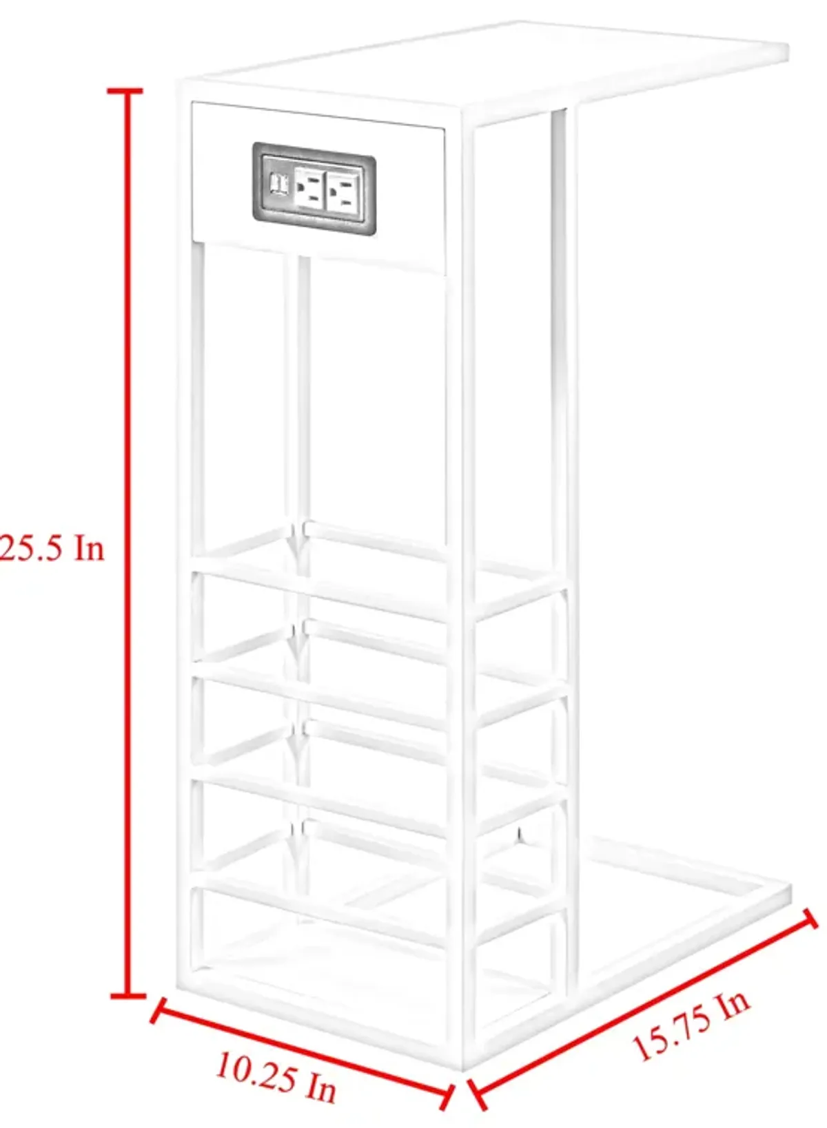 Loft Lyfe Billy White Base C-Table | Magazine Holder | USB Port & Wall Plug |