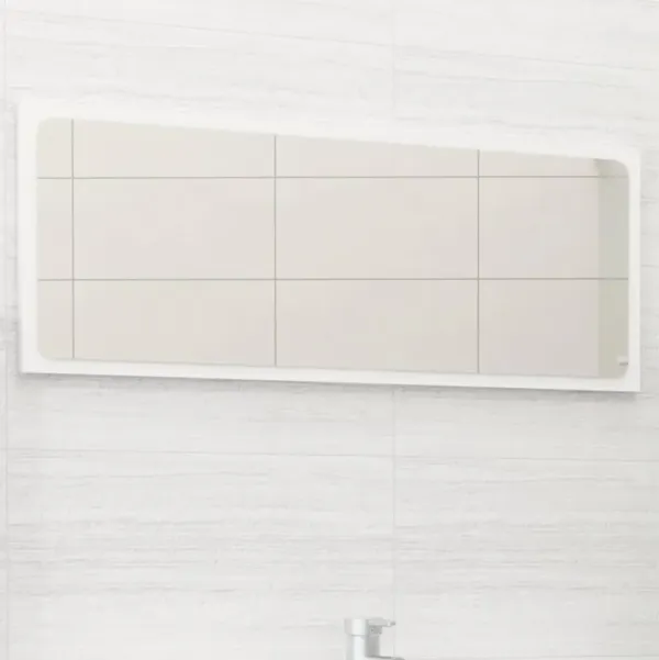 vidaXL Bathroom Mirror White 35.4"x0.6"x14.6" Chipboard