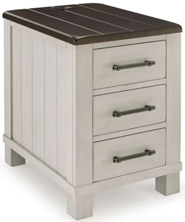 Barb Chairside End Table, 3 Drawers, 24 Inch Glazed Gray Acacia Wood - Benzara