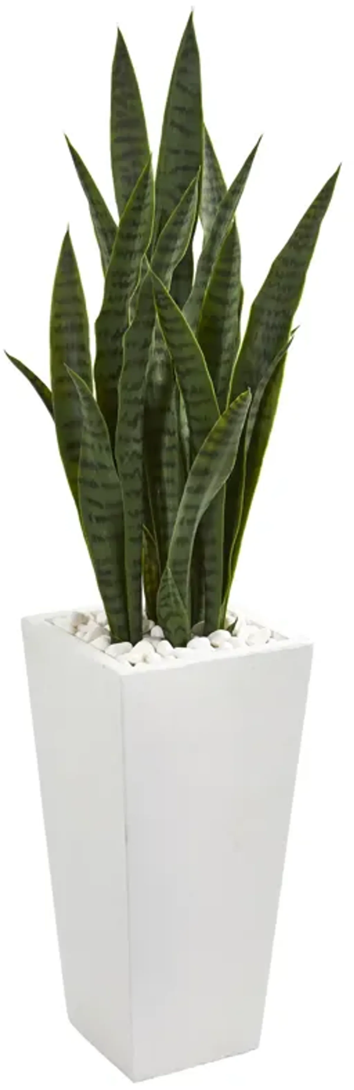 Hivvago 4" Sansevieria Artificial Plant in White Tower Planter