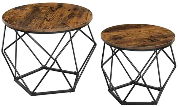Modern Coffee & End Tables Set of 2 Steel Frame, Ideal for Living Room, Bedroom, Office