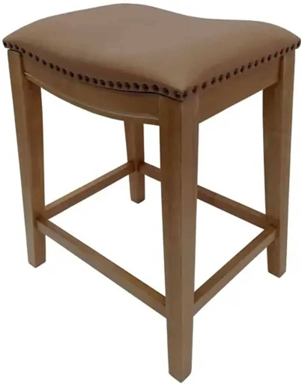 Carolina Living 25 Saddle Counter Stool - Set of 2 - Natural Oak - Saddle Brown Upholstery