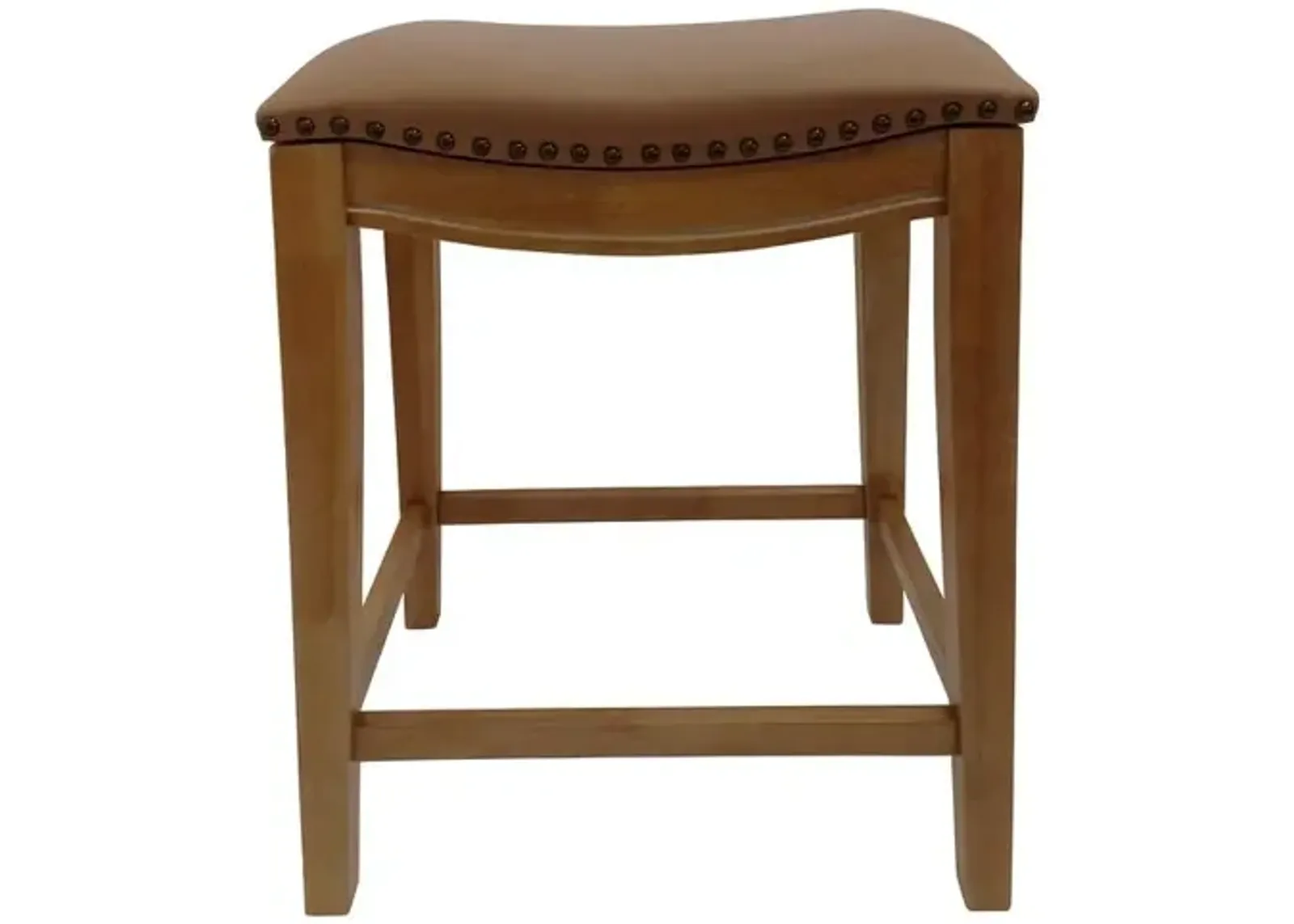 Carolina Living 25 Saddle Counter Stool - Set of 2 - Natural Oak - Saddle Brown Upholstery