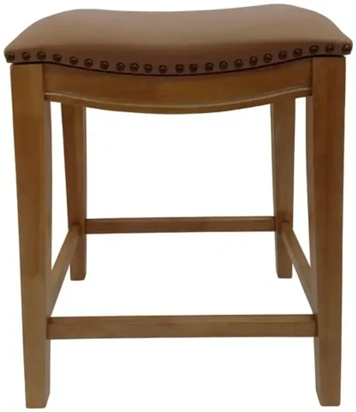 Carolina Living 25 Saddle Counter Stool - Set of 2 - Natural Oak - Saddle Brown Upholstery