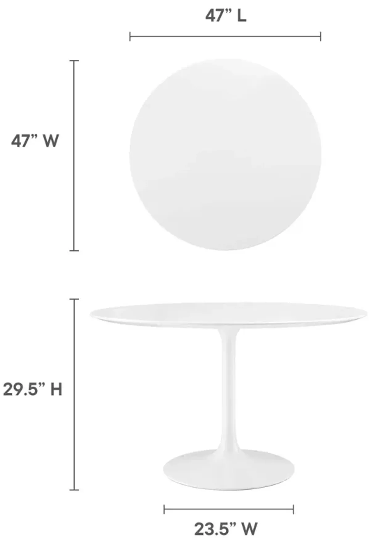 Modway - Lippa 48" Round Wood Top Dining Table White