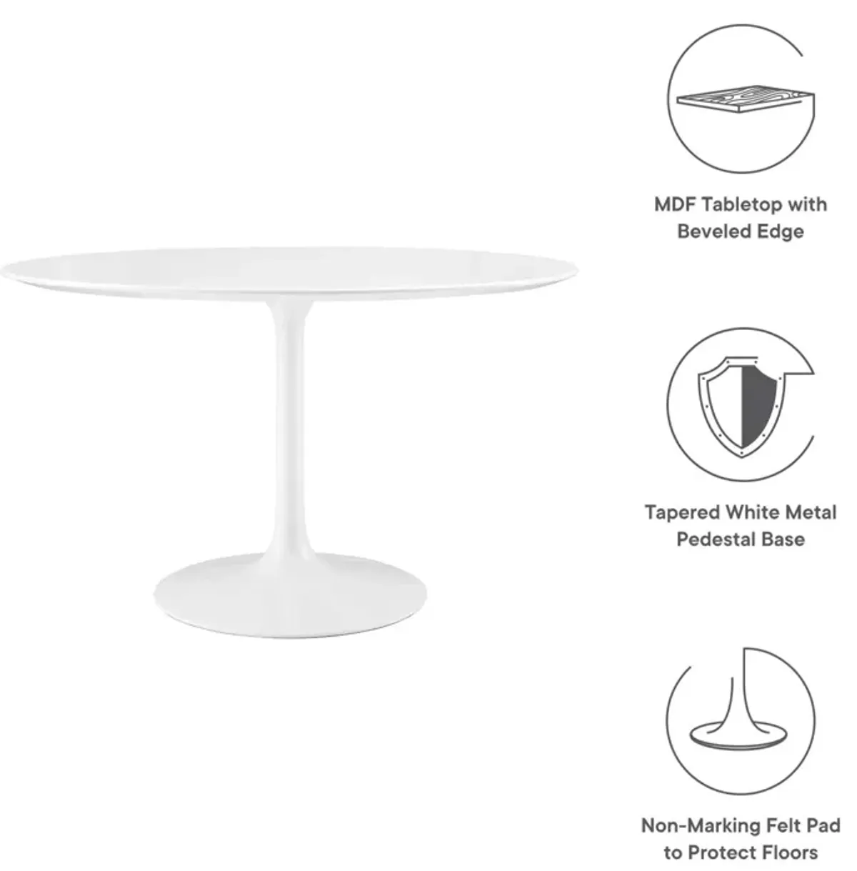 Modway - Lippa 48" Round Wood Top Dining Table White