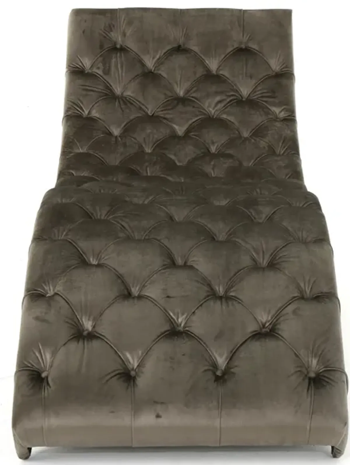 Lounge Chaise, 73 Inch Padded Cushion Seat, Black, Gray Atlay Velvet -Benzara