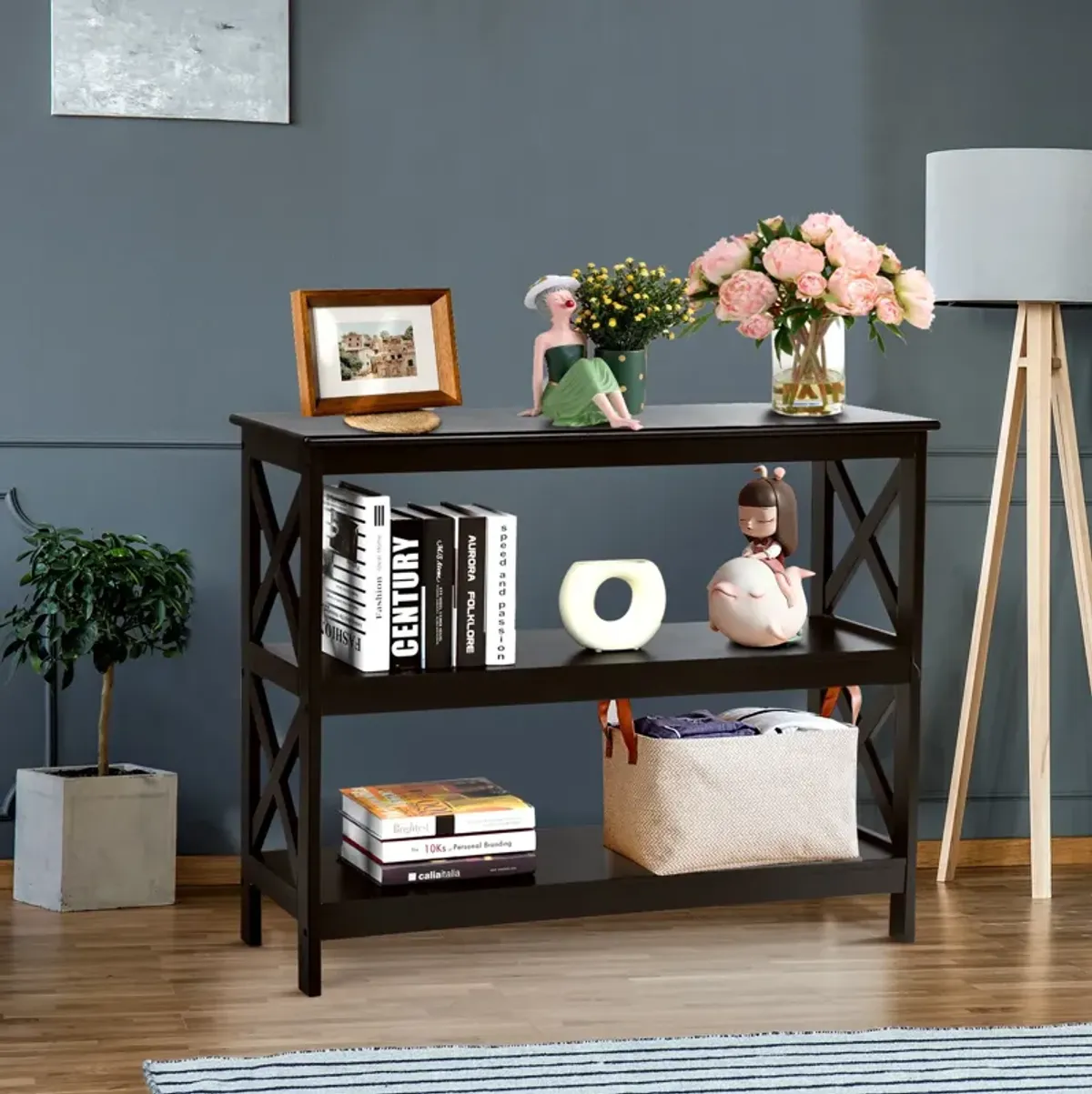 3-Tier Console X-Design Sofa Side Accent Table