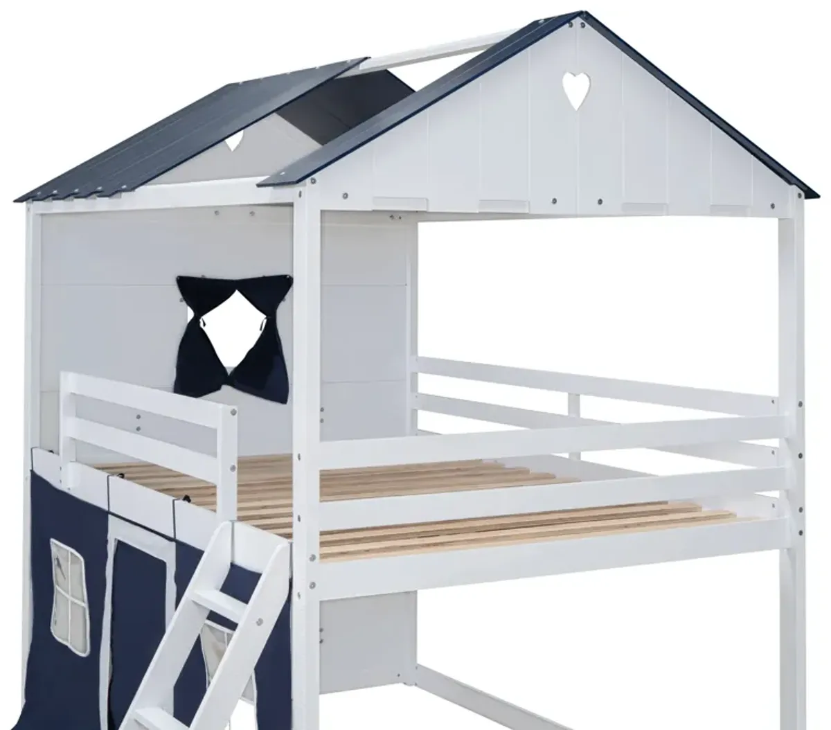 Merax Bunk Wood House Bed with Tent