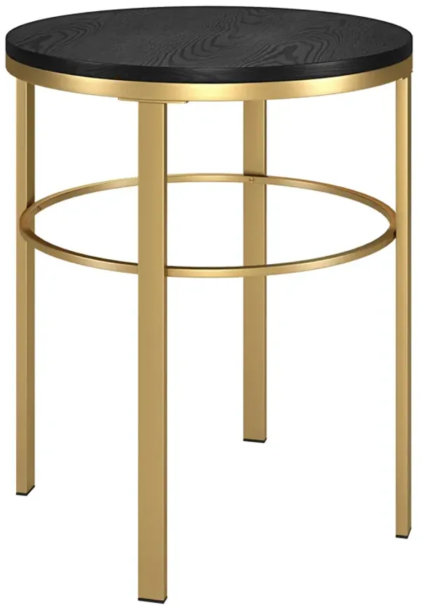 Round Wood and Steel End Table for Living Room or Bedroom