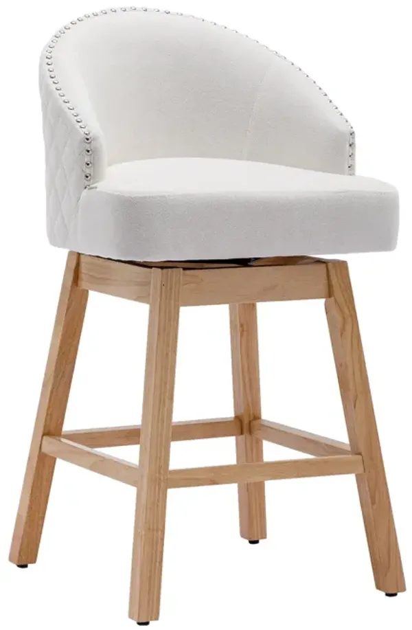 MONDAWE Bar Stools 360 Degree Swivel Counter Height Chairs with Footrest for Kitchen, Dining Room(Set of 2 )