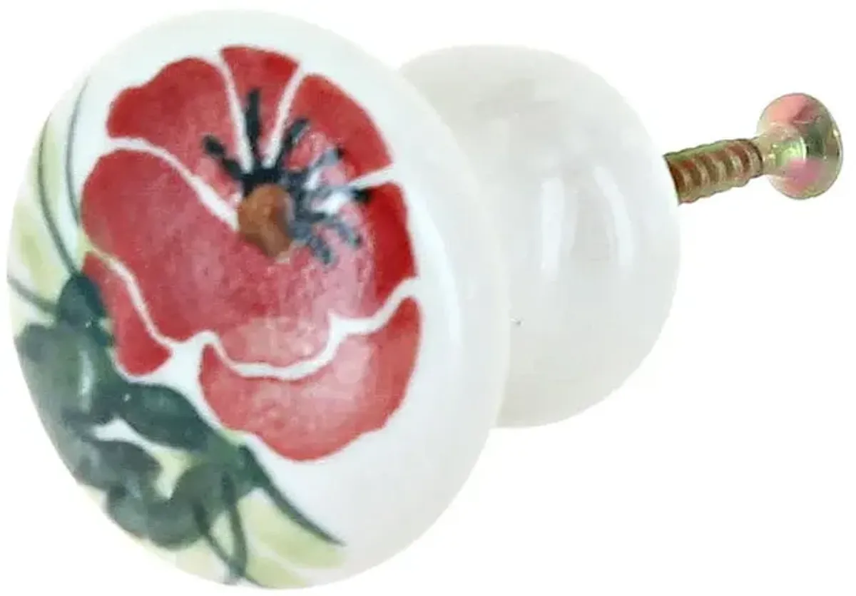 Blue Rose Polish Pottery Forget Me Not Drawer Pull