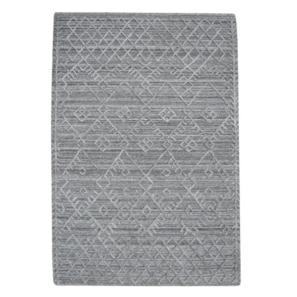 RUGSOTIC CARPETS HAND WOVEN FLAT WEAVE KILIM POLYESTER ECO-FRIENDLY AREA RUGS  - 3'x5', Rectangle Shape, Dark Gray Color, Geometric Modern Design, Low Pile  Handmade Area Rugs (DP0006)