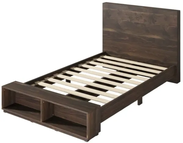 Queen Size Wood Platform Bed With Storage Bench