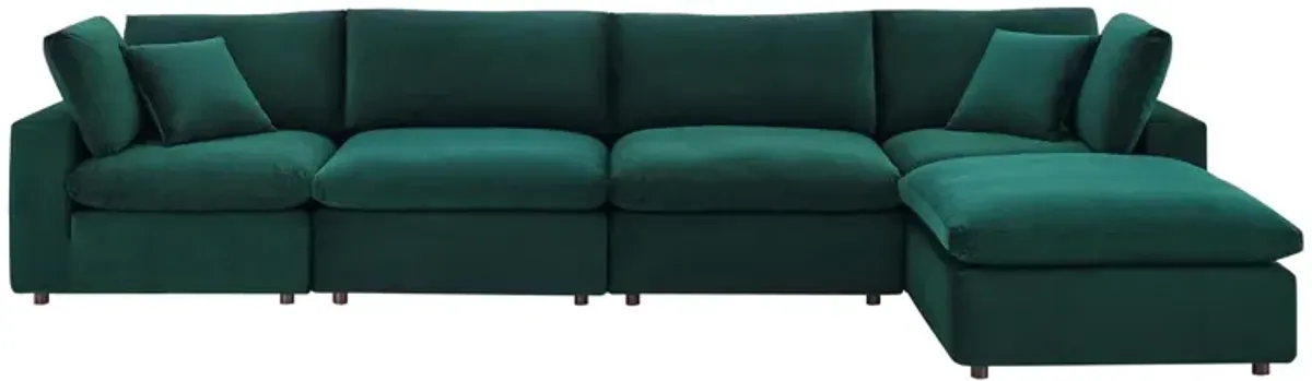 Commix Down Filled Overstuffed Performance Velvet 5-Piece Sectional Sofa