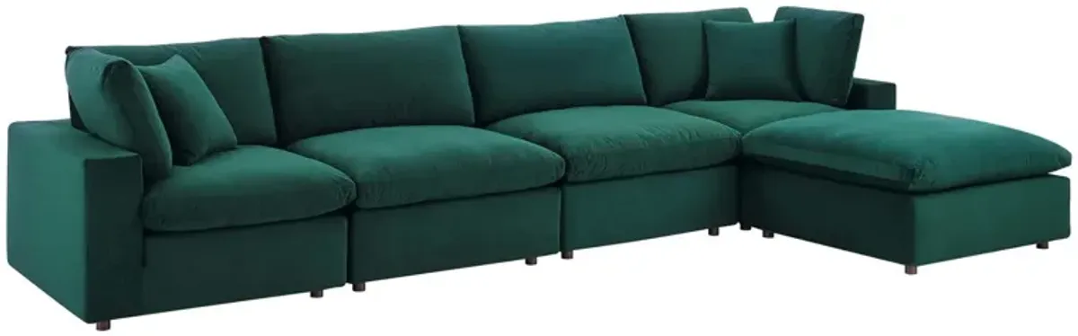 Commix Down Filled Overstuffed Performance Velvet 5-Piece Sectional Sofa