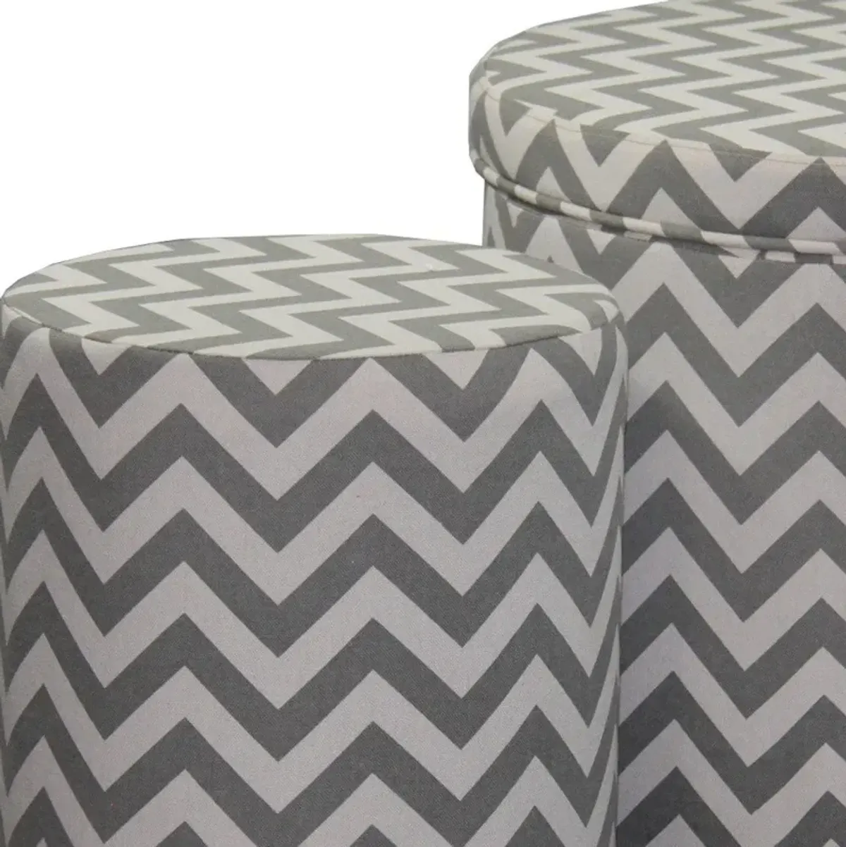 Hivvago 23" Gray Polyester Blend Round Geometric Footstool Ottoman