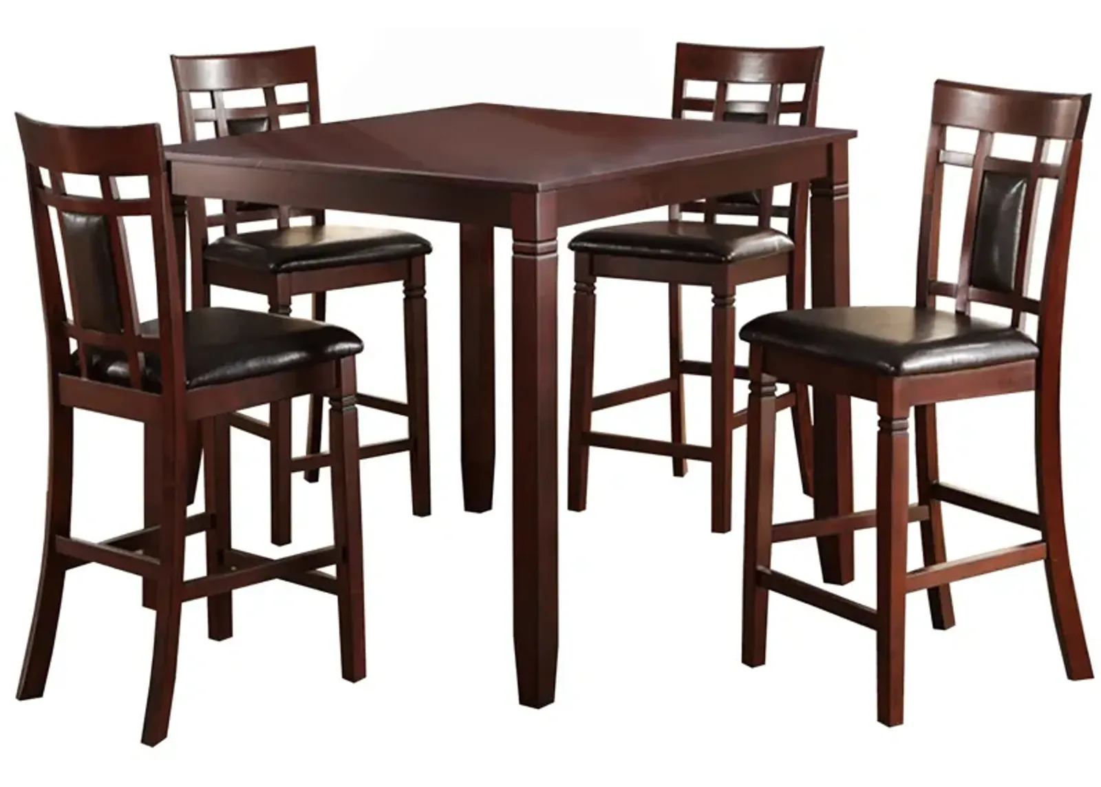 Swish Cashew Wood 5 Pieces Counter Height Dining Set In Brown-Benzara