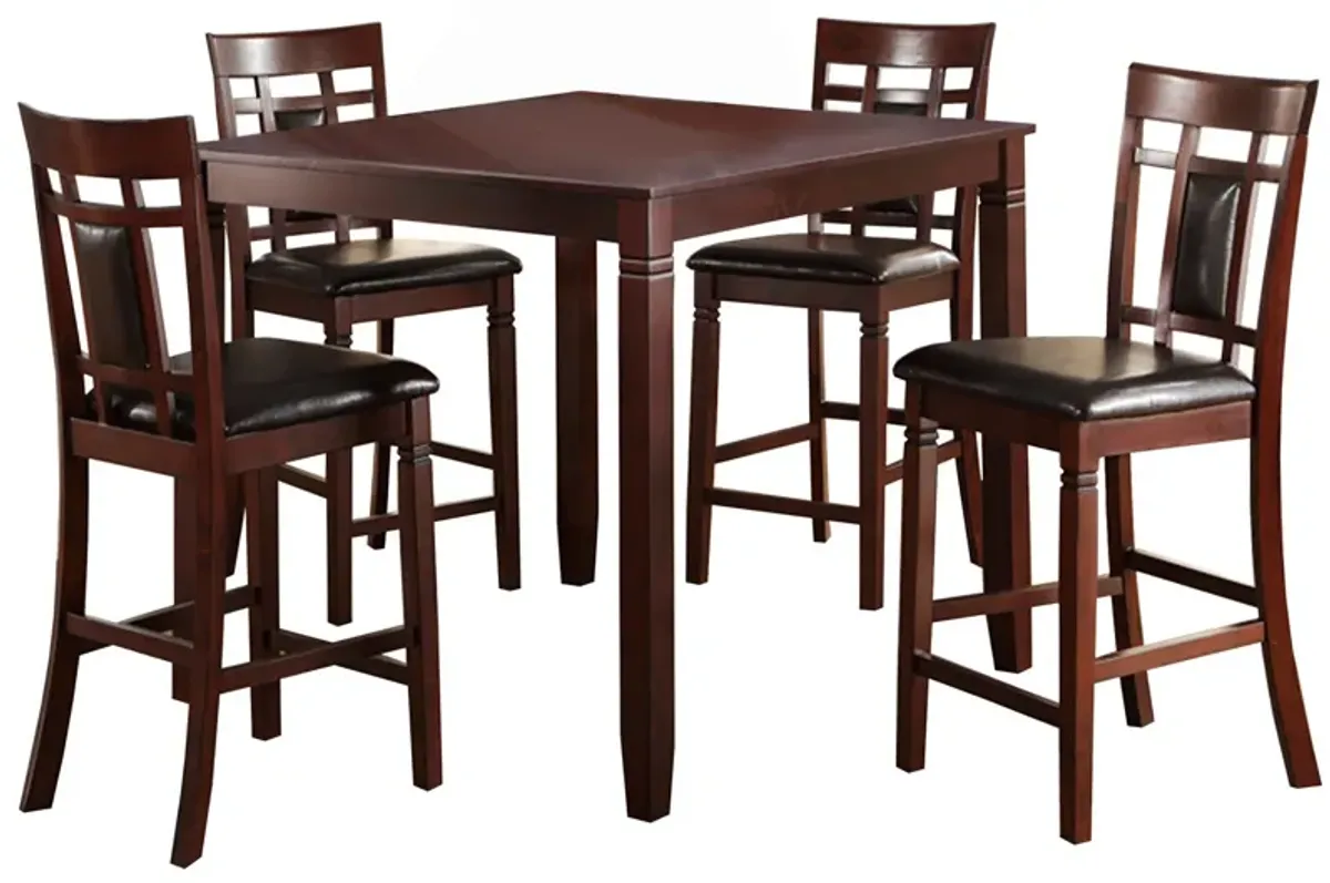 Swish Cashew Wood 5 Pieces Counter Height Dining Set In Brown-Benzara