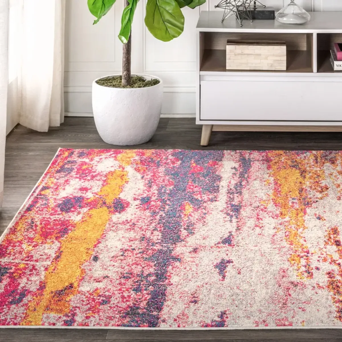 Contemporary Pop Modern Abstract Brushstroke Area Rug