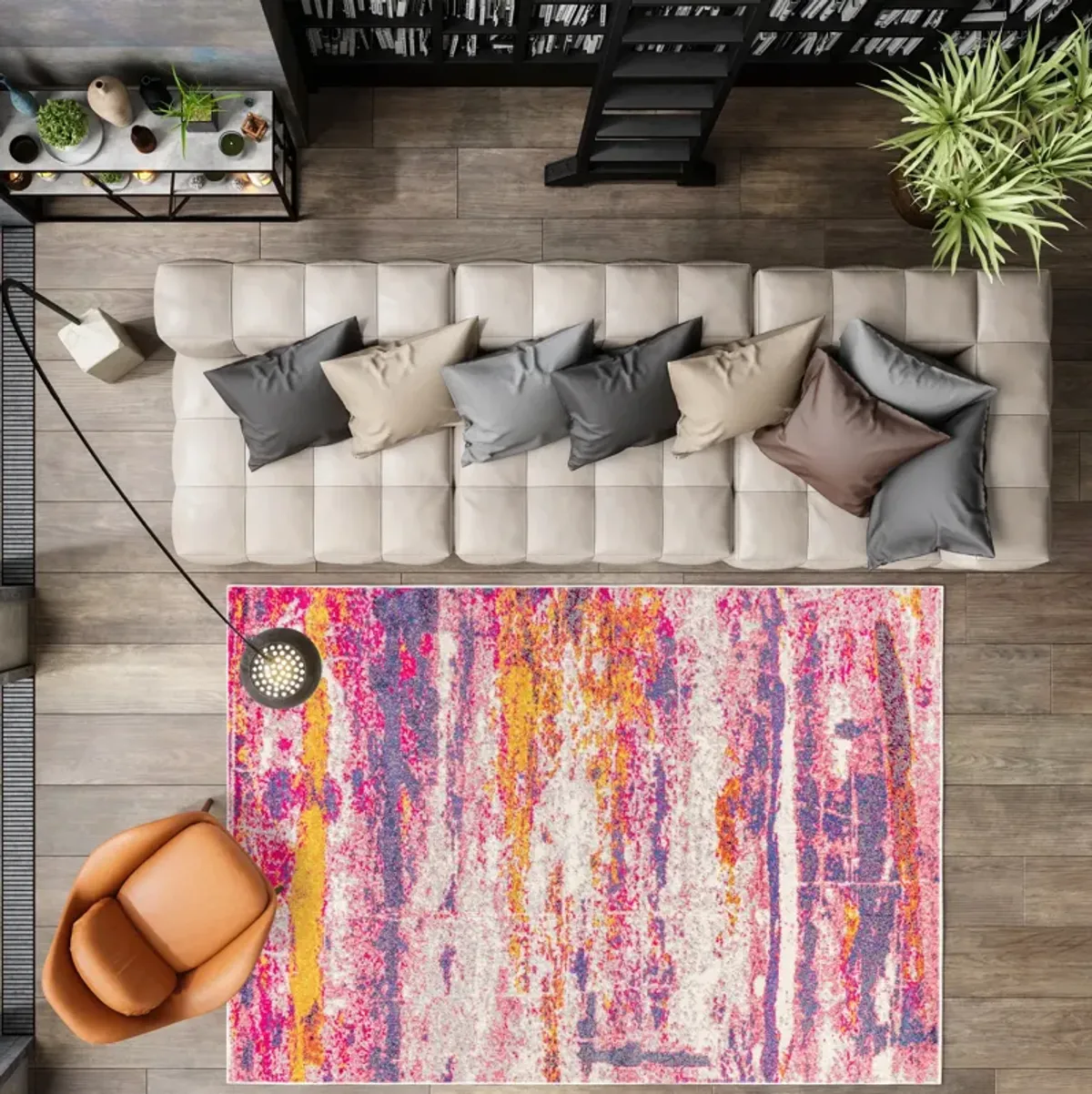 Contemporary Pop Modern Abstract Brushstroke Area Rug