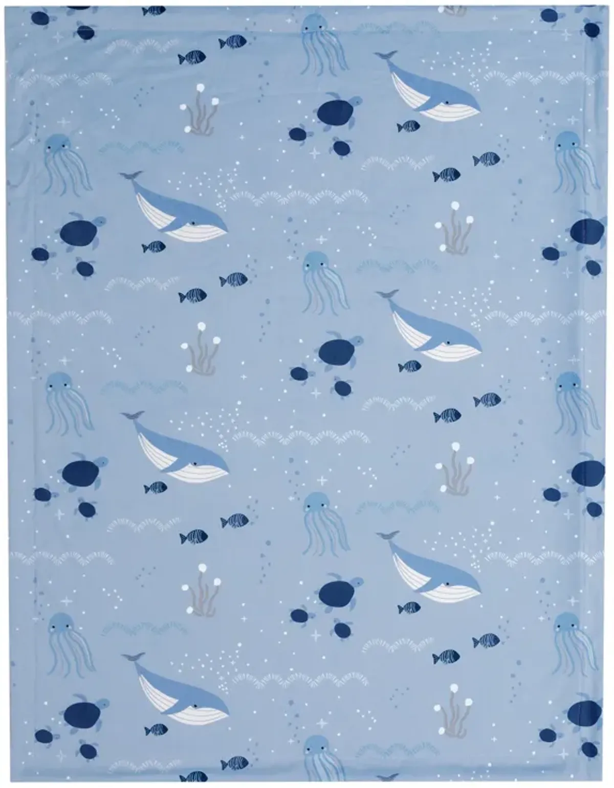 Lambs & Ivy Bubbles & Squirt Blue Ocean/Aquatic Whale Soft Fleece Baby Blanket