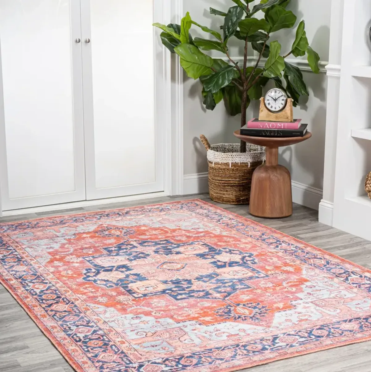 Maris Ornate Medallion Machine-Washable Area Rug