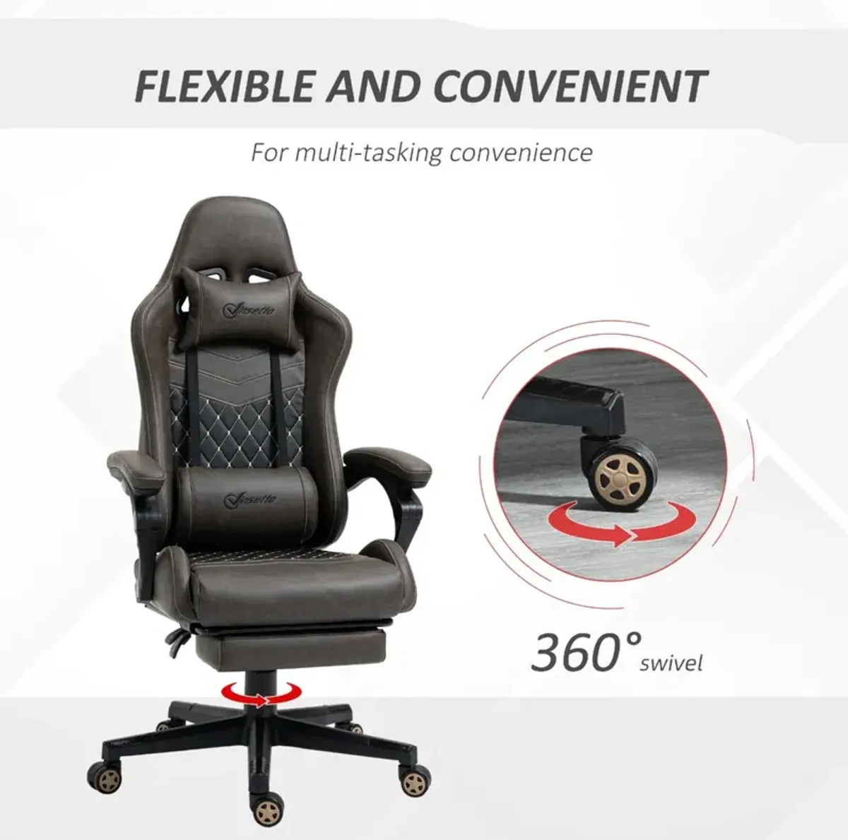 Brown Executive Comfort: Ergonomic High Back Swivel Recliner Office Chair