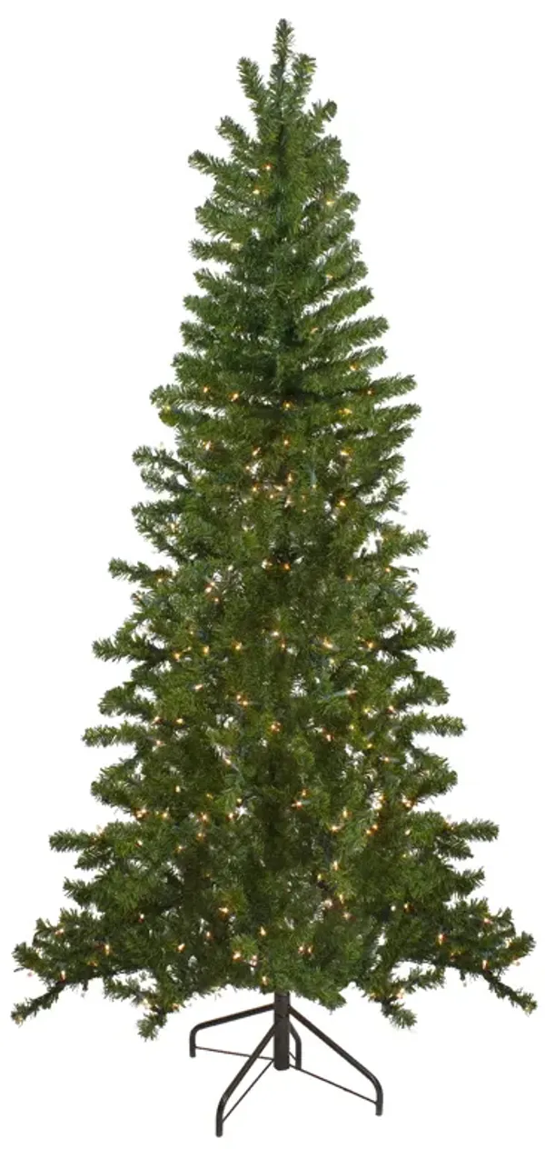 7.5' Pre-Lit Medium Canadian Pine Artificial Christmas Wall Tree - Clear Lights