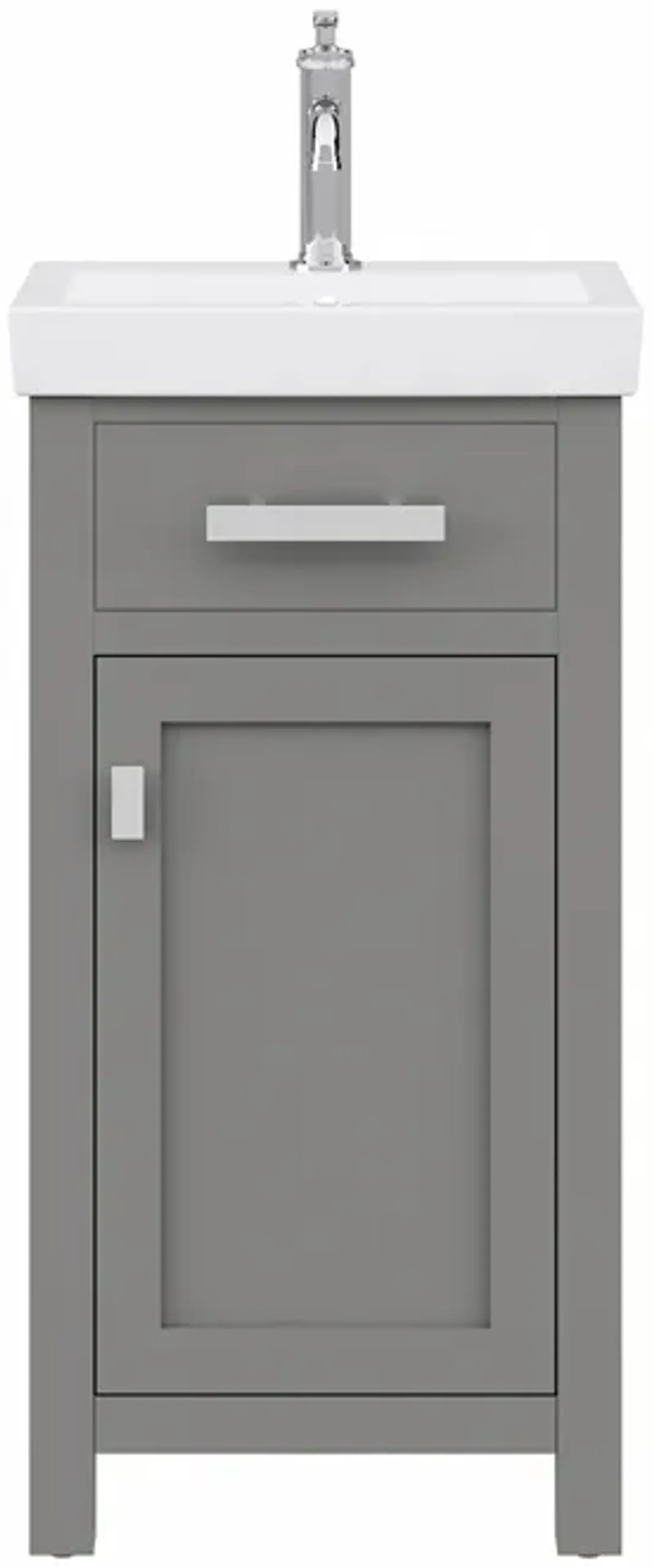 Mia 18 In. Integrated Ceramic Sink Top Vanity in Cashmere Grey with Chrome Modern Single Faucet